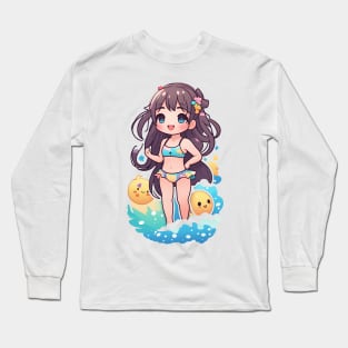 Cute anime girl in bikini Long Sleeve T-Shirt